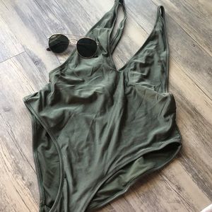 Misguided One Piece Green SwimSuit